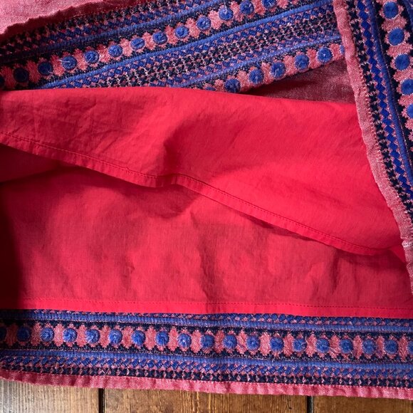 Vineyard Vines Embellished Red w/ Blue Embroidery Linen Cotton Blend Tunic Dress - Picture 9 of 15